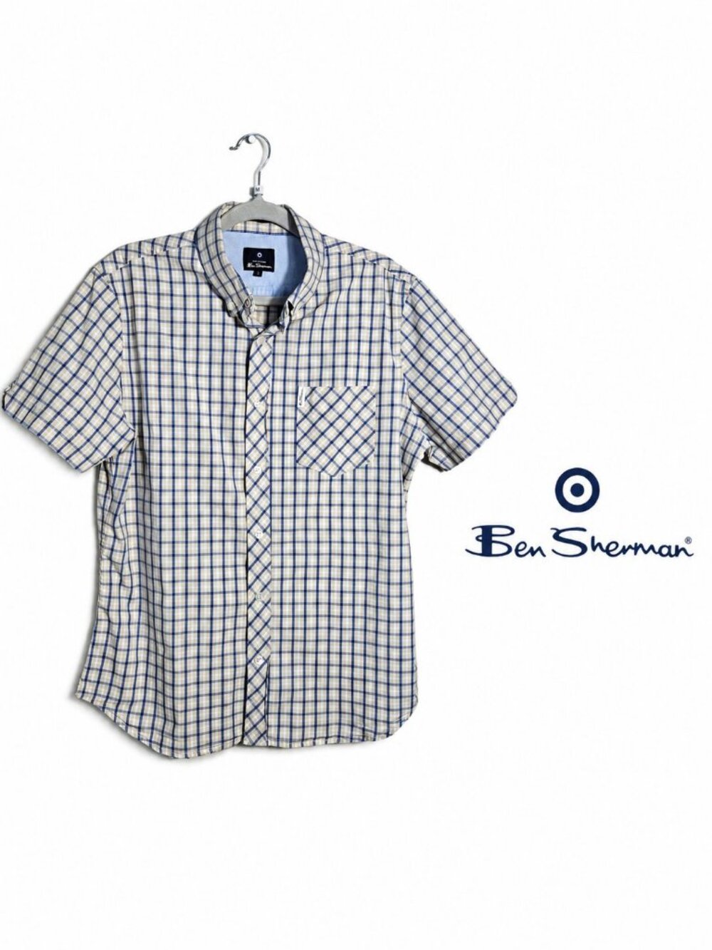 Ben Sherman Men's Checkered Short Sleeve Shirt M
